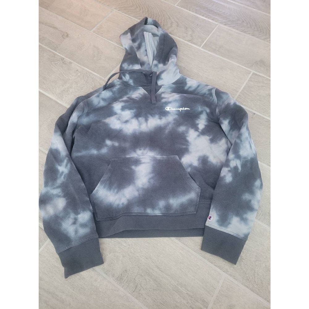 Champion Hoodie Sweatshirt Tie-Dye Black‎ Blue White Size Small